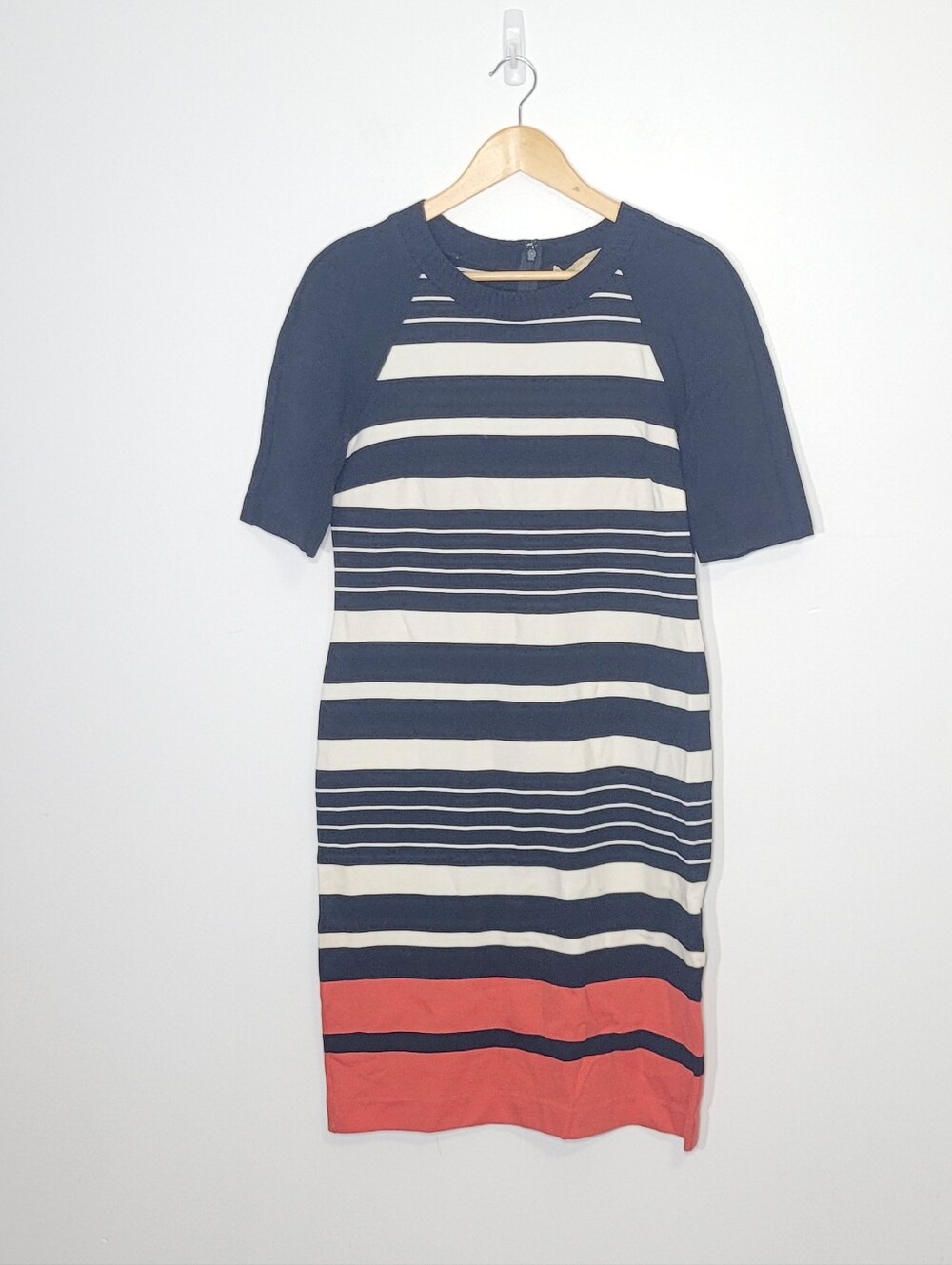 MICHAEL by Michael Kors Navy Red Cream Stripes Zip Back Business Casual Size 12